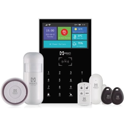 Kit de Seguridad MIRATI HOME MKA-01 - Panel - Sirena - Detector de Movimiento - Tag RFID - Control Remoto - Sensor de Puerta/Ventana - MKA-01
