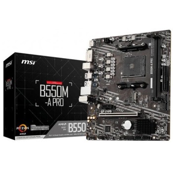 Tarjeta Madre MSI B550M-A PRO - Socket AM4 - 2xDDR4 - 1866/3200/4400(OC)MHz - HDMI - DVI-D - USB 2.0/3.2 - Micro ATX - B550M-A PRO