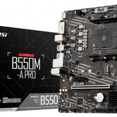 Tarjeta Madre MSI B550M-A PRO - Socket AM4 - 2xDDR4 - 1866/3200/4400(OC)MHz - HDMI - DVI-D - USB 2.0/3.2 - Micro ATX - B550M-A PRO