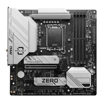 Tarjeta Madre MSI B760M PROJECT ZERO - Socket 1700 - 4xDDR5 - 4800/6600/7800MHz - HDMI - DisplayPort - USB 2.0/3.2 - Micro ATX - B760M PROJECT ZERO