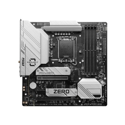 Tarjeta Madre MSI B760M PROJECT ZERO - Socket 1700 - 4xDDR5 - 4800/6600/7800MHz - HDMI - DisplayPort - USB 2.0/3.2 - Micro ATX - B760M PROJECT ZERO