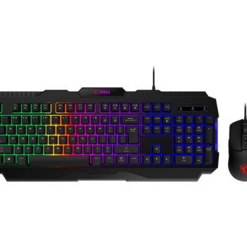 Kit Gamer MSI FORGE GK100 COMBO US - Teclado y Mouse RGB Alámbrico para Gaming