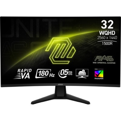Monitor Gamer MSI MAG 32CQ6F - 32" - Wide Quad HD - 180Hz - HDMI - DisplayPort - Curvo - MAG 32CQ6F