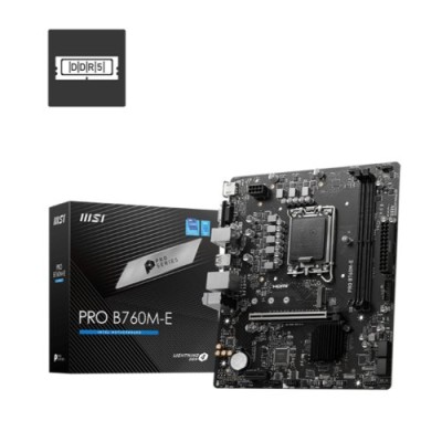 Tarjeta Madre MSI PRO B760M-E - Socket 1700 - 2x DDR5 - 4800/5600/6400+(OC) MHz - HDMI - VGA - USB 2.0/3.2 - Micro ATX - PRO B760M-E