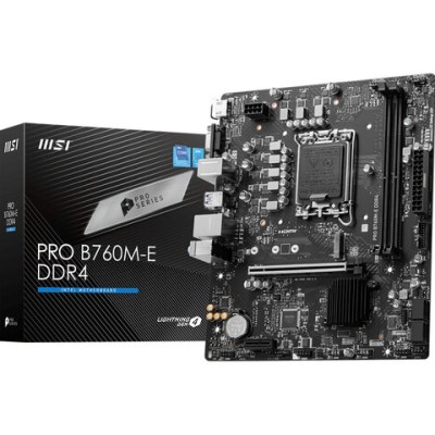Tarjeta Madre MSI PRO B760M-E DDR4 - Socket 1700 - 2x DDR4 - 2133/3800/4800 MHz - HDMI - VGA - USB 2.0 - Micro ATX - PRO B760M-E DDR4