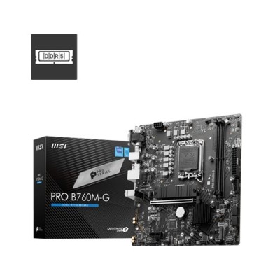 Tarjeta Madre MSI PRO B760M-G - Socket 1700 - 2xDDR5 - 4800/5800(OC)/6400+(OC)MHz - HDMI - DisplayPort - VGA - Micro ATX - PRO B760M-G