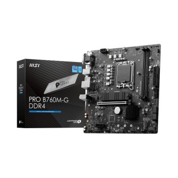 Tarjeta Madre MSI PRO B760M-G DDR4 - Socket 1700 - 2x DDR4 - 2133/3200/4800(OC)MHz - HDMI - VGA - DisplayPort - USB 2.0/3.2 - Micro ATX - PRO B760M-G DDR4