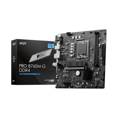 Tarjeta Madre MSI PRO B760M-G DDR4 - Socket 1700 - 2x DDR4 - 2133/3200/4800(OC)MHz - HDMI - VGA - DisplayPort - USB 2.0/3.2 - Micro ATX - PRO B760M-G DDR4