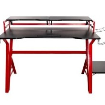 Escritorio Gamer Naceb NA-0646 - Plataforma Fibra de Carbono Rojo y Negro