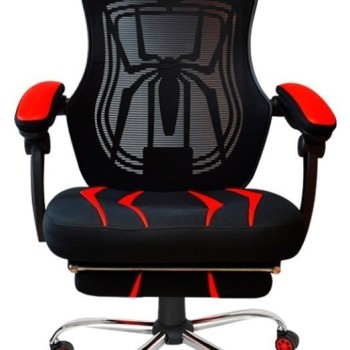 Silla Gamer Naceb Spider - Soporta 120kg - Ajustable - Negro/Rojo - Modelo NA-0928