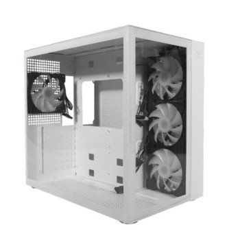 Gabinete Gamer Naceb Nova - Media Torre - ATX/Micro-ATX/Mini-ATX - 4 Ventiladores - Panel Lateral - Blanco  - NA-0633
