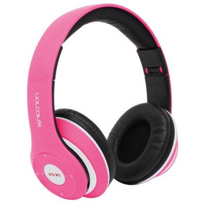 Audífonos Necnon NBH-01R - Alámbrica/Inalámbrica - 3.5 mm - Bluetooth - Negro con Rosa - NCAB0104RZ