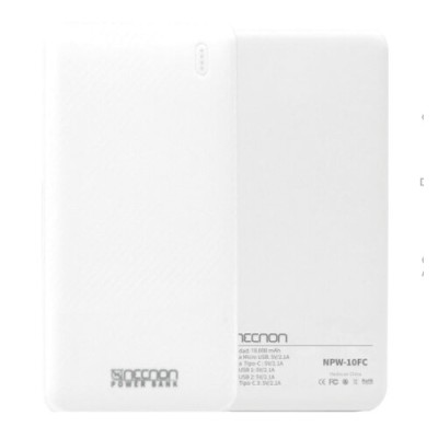 Power Bank Necnon NPW-10FC - 10000 mAh - USB - Blanco - NBPB1012FC