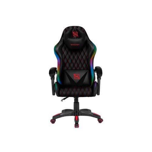 Silla Gamer Necnon NSG-RGB-1 con iluminación RGB, soporte 150 kg, color negro y rojo, modelo NBSGR125RG