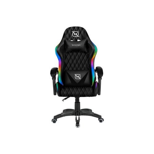 Silla Gamer Necnon NSG-RGB-1 con iluminación RGB - Soporte 150 kg - Negro y Blanco - Modelo NBSGR132RG
