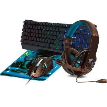 Kit Gamer Necnon NGC-PEGASUS - Teclado - Mouse - Mouse Pad - Diadema - RGB - Alámbrico - Azul - NBCGPG0341