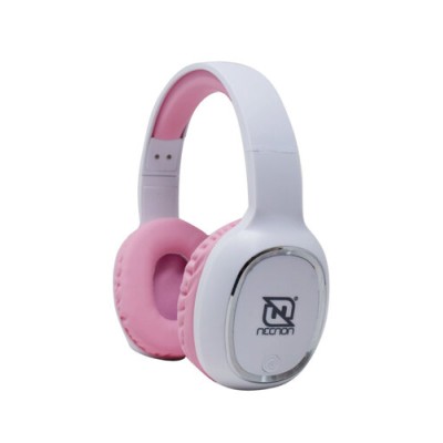 Audífonos Necnon NBH-04 PRO - Inalámbricos/Alámbricos - 3.5mm - Bluetooth - Blanco con Rosa - NBAB042200
