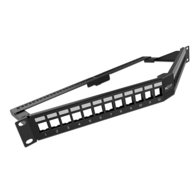 Panel de Parcheo Nexxt AW192NXT12 - 24 Puertos - 1U - Modular - Cat6A - Para Rack Angulado - AW192NXT12