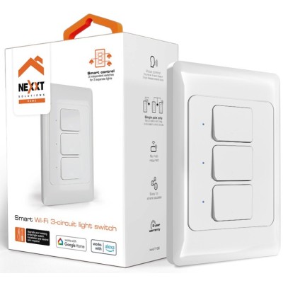 Interruptor Inteligente Nexxt NHE-T100 - 3 Interruptores - Wi-Fi - NHE-T100