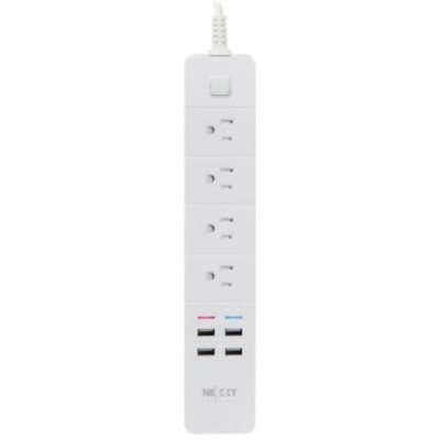 Supresor de Picos Nexxt NHP-E610 S - 4 Contactos - 4 USB - Wi-Fi - Blanco - NHP-E610 S