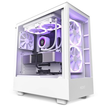 Gabinete Gamer NZXT H5 Elite - Media Torre - ATX/Micro ATX/Mini ITX/E-ATX - 3 Ventiladores - Panel Lateral - Blanco - CC-H51EW-01