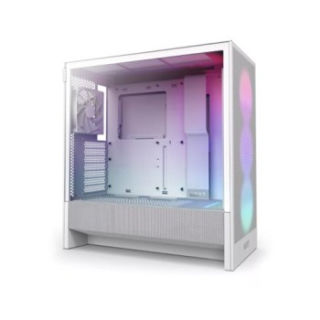Gabinete Gamer NZXT H5 Flow RGB - Media Torre - ATX/Micro-ATX/Mini-ITX/E-ATX - Panel Lateral - Blanco - CC-H52FW-R1