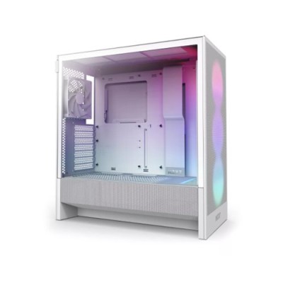 Gabinete Gamer NZXT H5 Flow RGB - Media Torre - ATX/Micro-ATX/Mini-ITX/E-ATX - Panel Lateral - Blanco - CC-H52FW-R1
