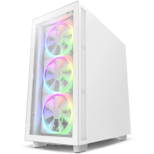 Gabinete Gamer NZXT H7 Elite - Media Torre Blanco - Panel Lateral de Vidrio - 3 Ventiladores RGB - Modelo CM-H71EW-01