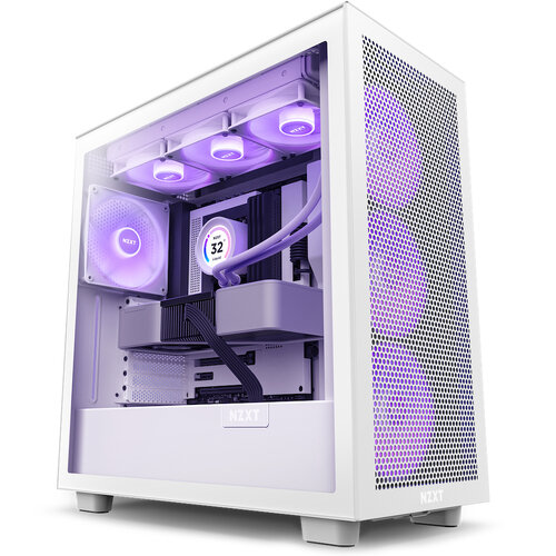 Gabinete Gamer NZXT H7 Flow RGB - Media Torre - Compatible ATX/Micro-ATX/Mini-ITX - 4 Ventiladores RGB - Panel Lateral Templado - Blanco