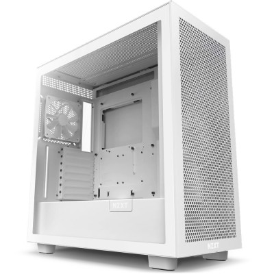 Gabinete NZXT H7 Flow - Media Torre - Mini-ITX/Micro-ATX/ATX/EATX - 2 Ventiladores - Panel Lateral - Blanco - CM-H72FW-01