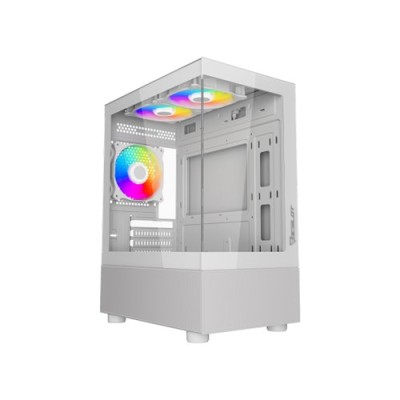 Gabinete Gamer Ocelot GLASS EW7 - Micro ATX/ITX - 3 Ventiladores - Panel Lateral - Blanco - GLASS EW7