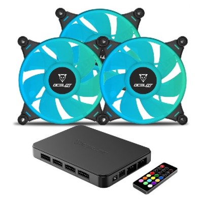 Kit de ventiladores Ocelot OFKIT-2 - 120mm - 1200 RPM - 6 Pines - RGB - Tres piezas - OFKIT-2