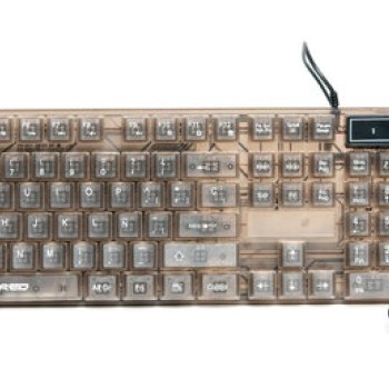 Kit Gamer Perfect Choice Helumo - Teclado y Mouse Alámbricos Transparentes con Retroiluminación Multicolor - Modelo V-930723