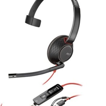 Diadema Poly Blackwire 5210 - Alámbrico - USB-C/A - Conector 3.5mm - Micrófono - 8X230AA
