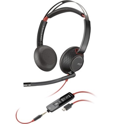 Diadema Poly Blackwire 5220 - Alámbrico - USB C/A - 3.5mm - Micrófono - Certificado para Microsoft Teams - 8X231AA