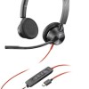 Diadema Poly Blackwire 3325 - Alámbrico - USB-C/A - Micrófono - Negro - Certificado para Microsoft Teams - 8X222AA