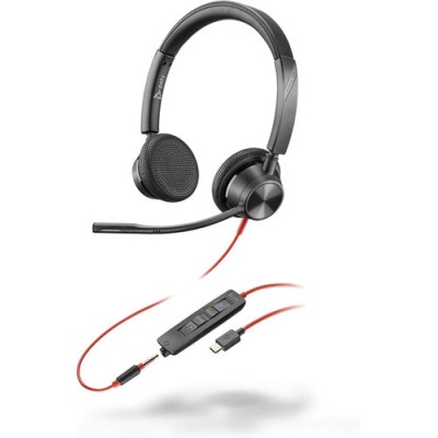 Diadema Poly Blackwire 3325 - Alámbrico - USB-C/A - Micrófono - Negro - Certificado para Microsoft Teams - 8X222AA