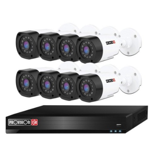 Kit de Vigilancia Provision-ISR DVR 8 Canales con 8 Cámaras Bala Modelo PAK88LIGHTCC2MP
