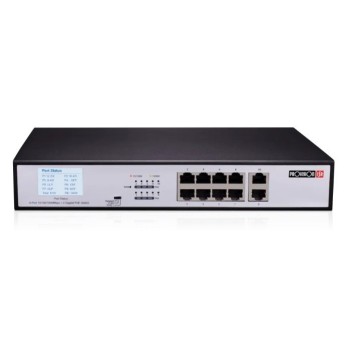 Switch de Red Provision-ISR 8 Puertos Gigabit PoE+ con 2 Puertos Ethernet Modelo POES-08120GC+2GI