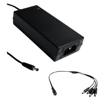 Fuente de Poder SAXXON 12V DC con Divisor para 4 Cámaras Modelo PSU1205D+PSUWB07