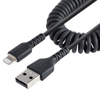 Cable StarTech.com - USB-A a Lightning - Espiral - 50cm - Negro - RUSB2ALT50CMBC