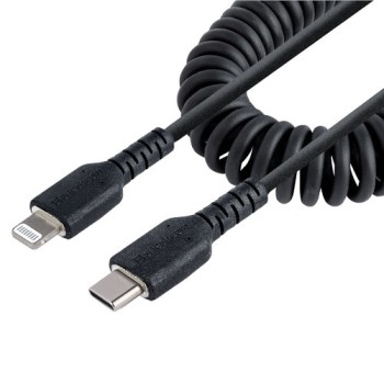 Cable StarTech.com - USB-C a Lightning - Espiral - 1m - Negro - RUSB2CLT1MBC