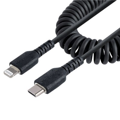 Cable StarTech.com - USB-C a Lightning - Espiral - 1m - Negro - RUSB2CLT1MBC