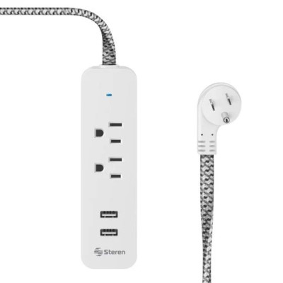 Supresor de Picos Steren 905-3007 - 2 Contactos - USB - Blanco - 905-3007