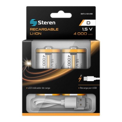 Pila Recargable Steren BAT-LI-D2 USB - Tipo D - 4000 mAh - USB - BAT-LI-D2 USB