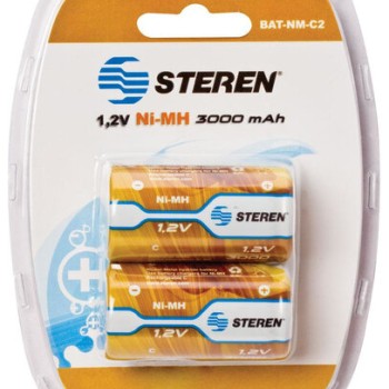 Pilas Recargables Steren Tipo C NiMH 3000 mAh - 2 Piezas - Modelo BAT-NM-C2