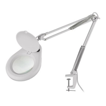 Lámpara Steren HER-740BL - Con Lupa - x5 - Brazo Flexible - Blanca - HER-740BL