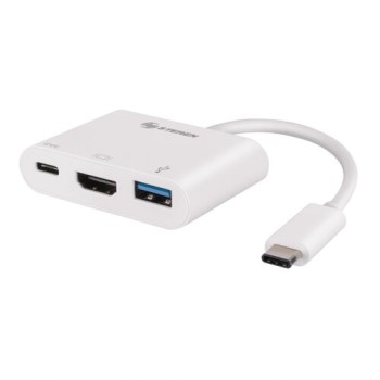 Adaptador Steren USB-471 - USB-C a HDMI / USB-C / USB 3.0 - Negro - USB-471