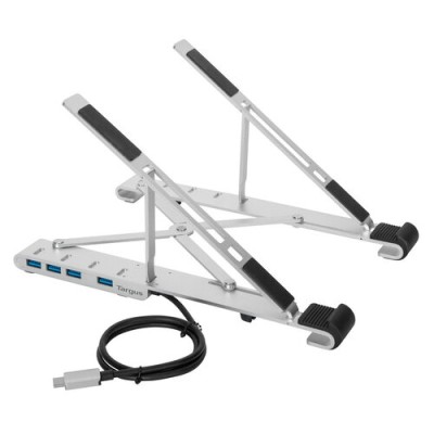 Base para Laptop Targus Portable Stand - Hasta 15.6" - HUB USB Integrado - Plata - AWU100205GL