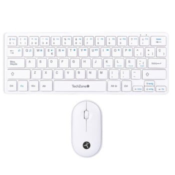 Kit Teclado y Mouse TechZone Young Pop - Inalámbrico - Blanco - TZACCBI04